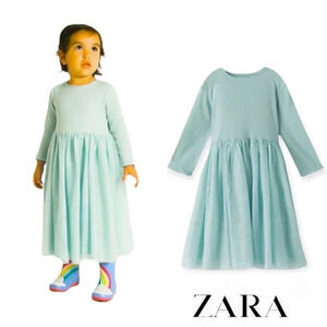 ZARA Kids | Aquablue | RIBBED TULLE DRESS